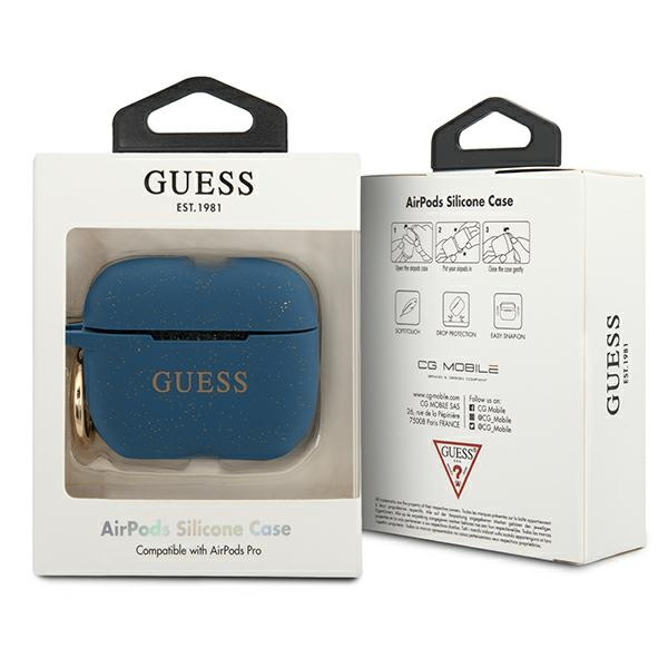 Etui GUESS Apple AirPods Pro Silicone Glitter Niebieski Case