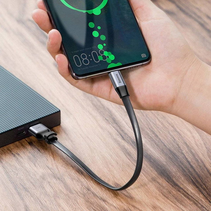 [PO ZWROCIE] Baseus Simple płaski kabel przewód USB / USB Typ C SuperCharge 5A 40W Quick Charge 3.0 QC 3.0 23cm szary (CATMBJ-BG1)