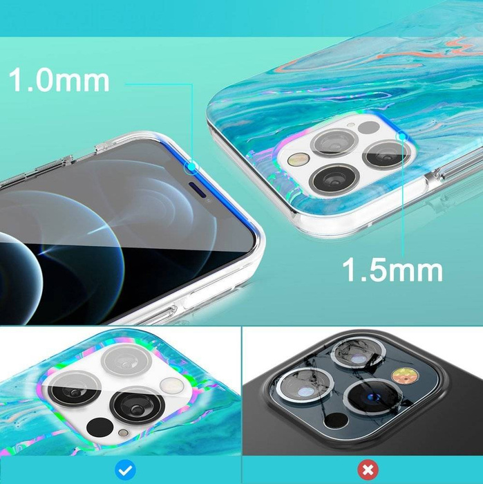 Kingxbar Watercolour Series kolorowe etui do iPhone 12 Pro Max różowo-zielony