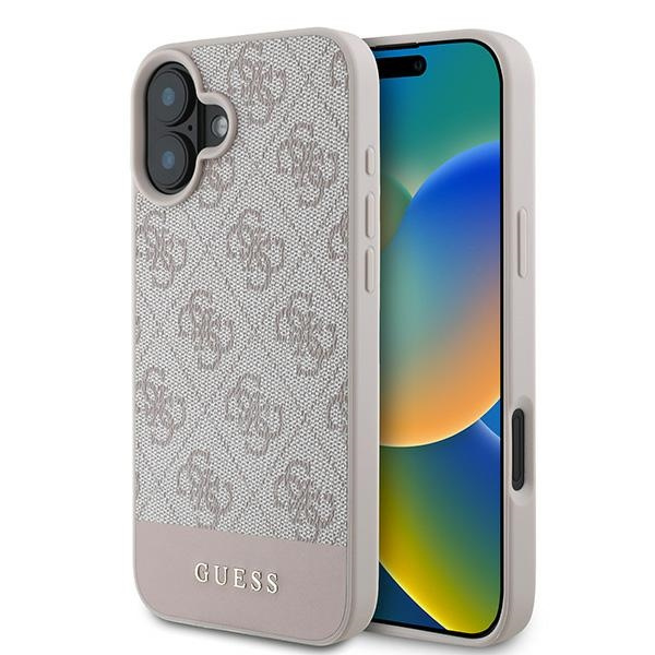 Etui Guess iPhone 16 Plus różowy/pink HC 4G PU Bottom Stripe