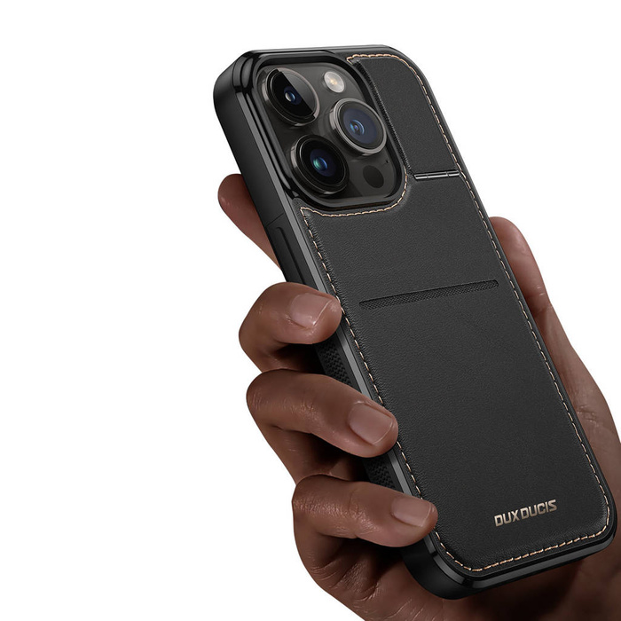Etui 3 W 1 Etui iPhone 14 Pro Z Magsafe Portfel Blokada Rfid Podstawka Dux Ducis Rafi Mag - Czarne Case