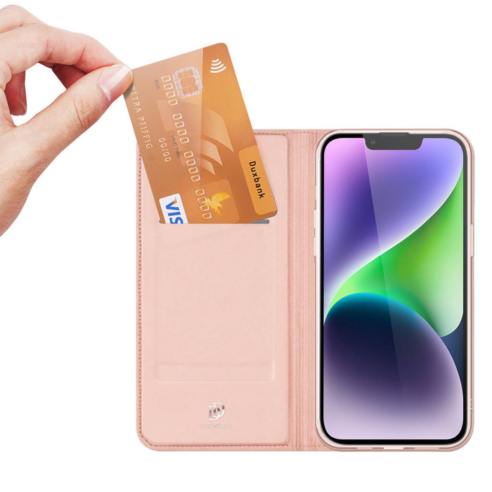 Etui do iPhone 15 Plus pokrowiec z klapką i portfelem Dux Ducis Skin Pro - różowe Case