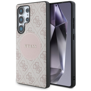 Etui Guess 4G Round Patch Classic Logo    MagSafe do Samsung Galaxy S25 Ultra różowy