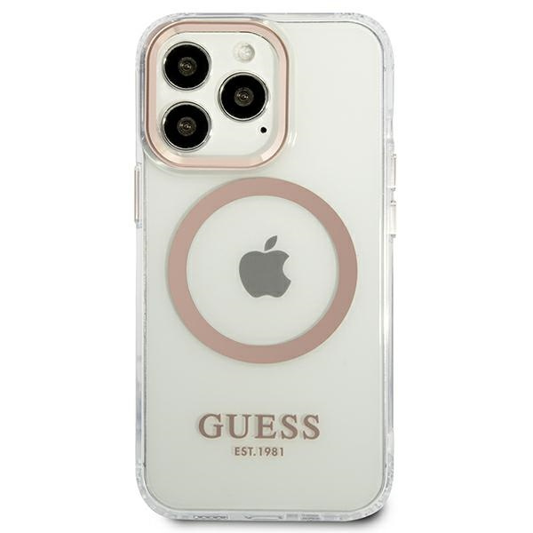 Etui GUESS Apple iPhone 13 Pro 13 Metal Outline Magsafe Złoty Hardcase