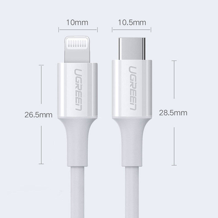 Ugreen kabel przewód MFi USB Typ C - Lightning 3A 1.5 m biały (US171)