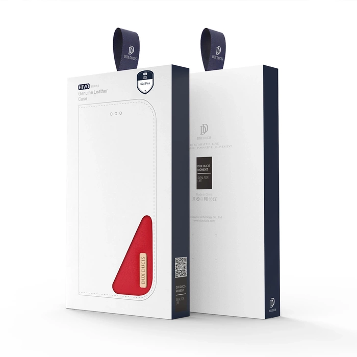 Etui Dux Ducis Hivo z klapką i blokadą RFID do Samsung Galaxy S24 - czerwone