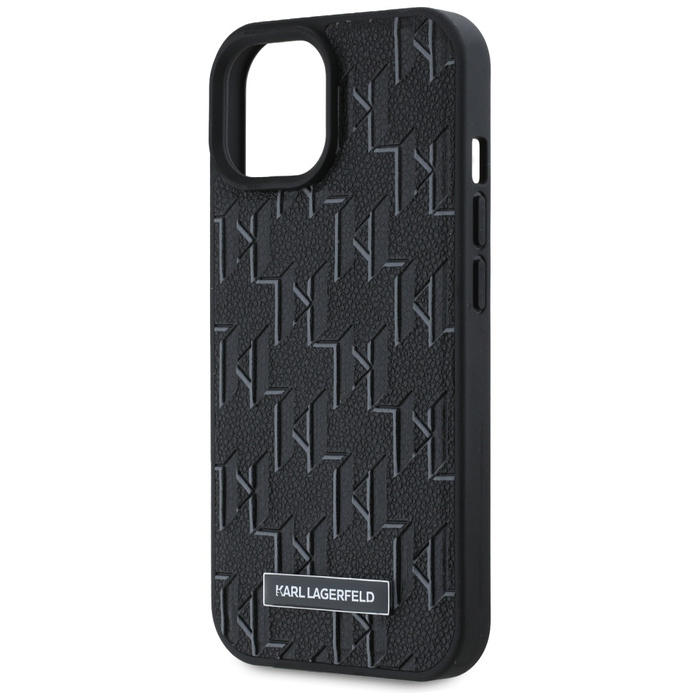 Etui Karl Lagerfeld KLHMP15SPKHPORPK iPhone 15 / 14 / 13 6.1" hardcase czarny/black Leather Monogram Metal Logo