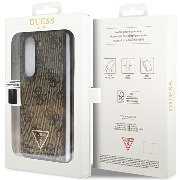 Etui Guess GUHCZFD5P4TDPW F946 Galaxy Z Fold 5 brązowy/brown hardcase Leather 4G Triangle Strass Case