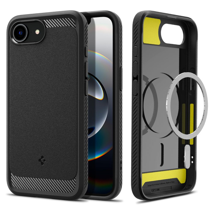 ETUI SPIGEN IPHONE 16E RUGGED ARMOR MAG MAGSAFE MATOWE CZARNE