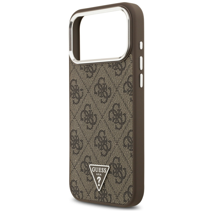 Etui Guess 4G Triangle Logo MagSafe do   iPhone 17 Pro Max brązowy srebrny