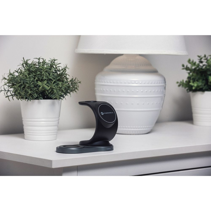 FORCELL F-ENERGY Sail Mag ładowarka indukcyjna 3w1 kompatybilna z MagSafe Qi 15W czarna