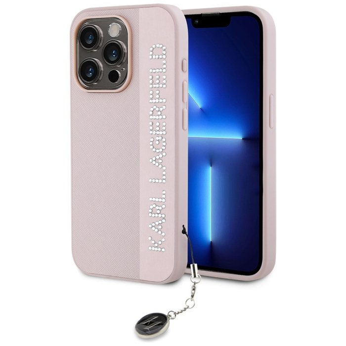Karl Lagerfeld KLHCP15XPSAKDGCP iPhone 15 Pro Max 6.7" różowy/pink hardcase Saffiano Rhinestones & Charm