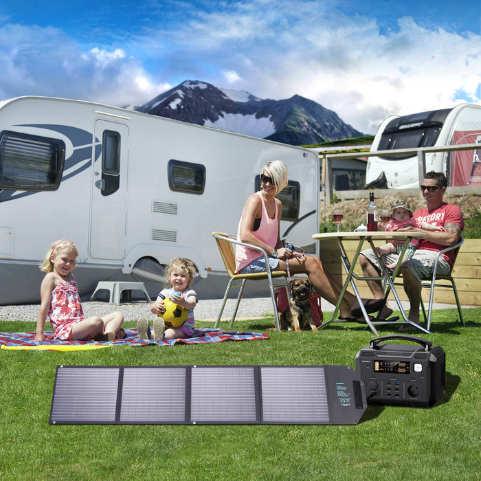 Choetech ładowarka solarna 100W składana 2x USB 1x USB C PD QC czarna (SC009-V2)