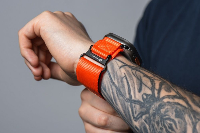 Pasek do Apple Watch Forcell F-Design FA05 rzep nylon 42 / 44 / 45 / 49 mm pomarańczowy