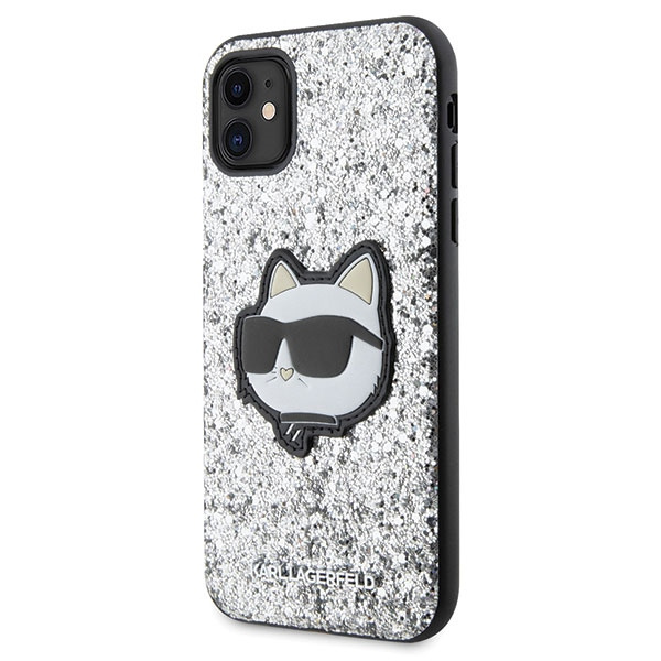 Etui Karl Lagerfeld KLHCN61G2CPS iPhone 11 6.1" srebrny/silver hardcase Glitter Choupette Patch Case
