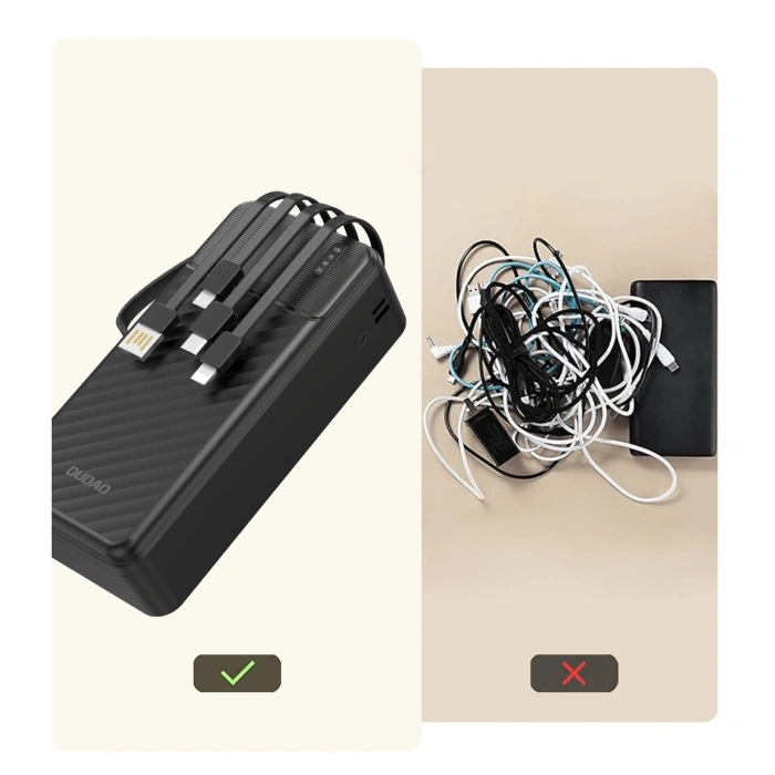 Powerbank Dudao K11 Max 30000mAh z wbudowanymi kablami - czarny