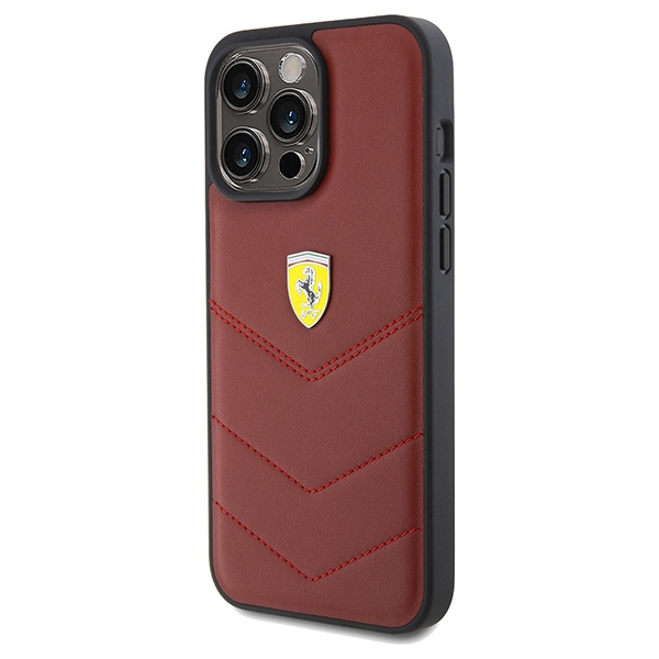 Etui Ferrari FEHCP15XRDUR iPhone 15 Pro Max 6.7" czerwony/red hardcase Leather Stitched Lines Case