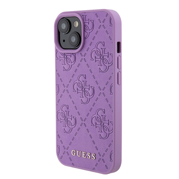 Etui Guess GUHCP15SP4EPMU iPhone 15 6.1" fioletowy/light purple hardcase Leather 4G Stamped Case