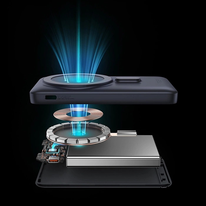 Baseus Magnetic Bracket powerbank z bezprzewodowym ładowaniem MagSafe 10000mAh 20W Overseas Edition biały (PPCX000202) z Kablem USB-C 0,5m