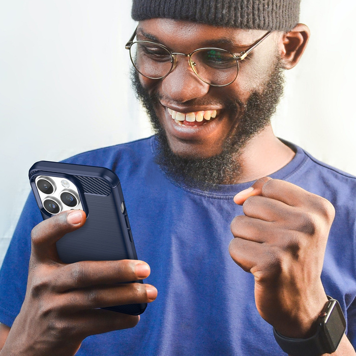 Carbon Case etui iPhone 14 Pro Max elastyczny żelowy pokrowiec na tył plecki niebieski