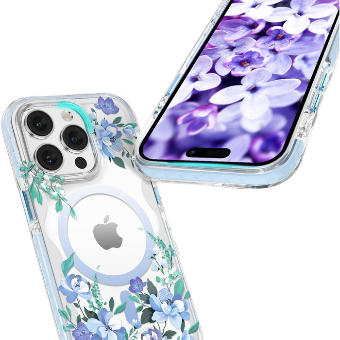 Etui Kingxbar Flora Series Magnetyczne Etui iPhone 14 Plus Magsafe Ozdobione Nadrukiem W Kwiaty Orchid Case