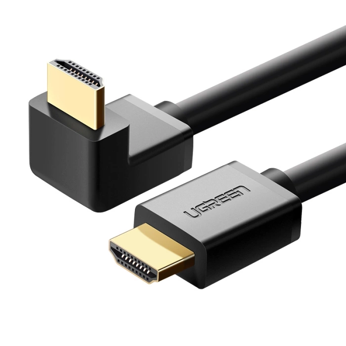 Ugreen kątowy kabel HDMI (90°) 4K  2m czarny (HD103)