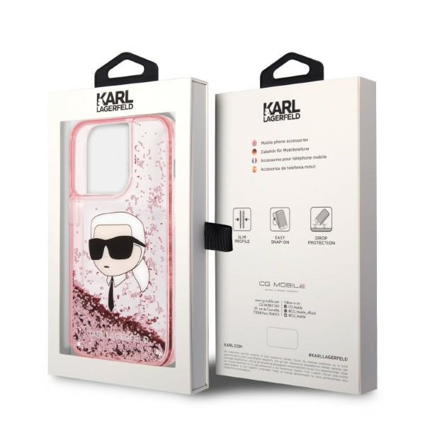 Etui KARL LAGERFELD Apple iPhone 14 Pro Glitter NFT Karl Head Różowy Hardcase