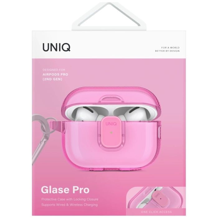 Etui UNIQ AirPods Pro 2 Glase Pro Lock Case Różowy