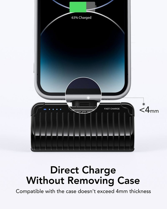 Powerbank Veger PlugOn (W0558P) PD QC3.0 2,4A 20W 5000 mAh z wbudowanym złączem Lightning czarny 0INT