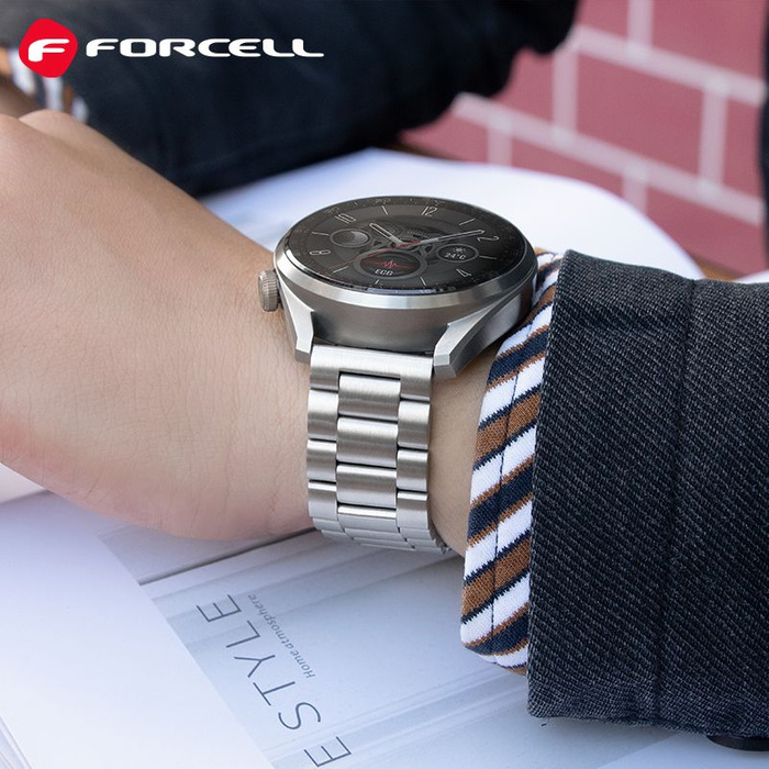 FORCELL F-DESIGN FS06 pasek do SAMSUNG Watch 22 mm srebrny