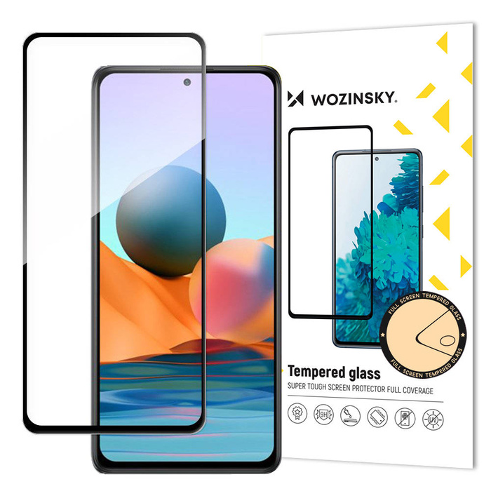 Wozinsky super wytrzymałe szkło hartowane Full Glue na cały ekran z ramką Case Friendly Xiaomi Redmi Note 10 Pro czarny