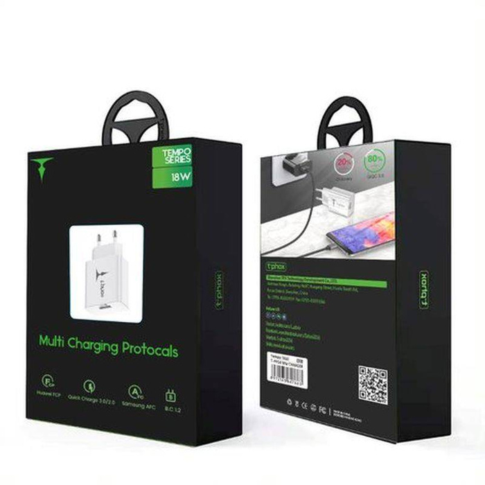 ŁAD SIEC T-PHOX TEMPO 1xUSB 18W QC 3.0 BIAŁA/WHITE