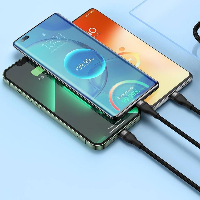 [PO ZWROCIE] Baseus Flash Series II kabel USB Typ C  - USB Typ C / Lightning / micro USB 100 W 1,5 m czarny (CASS030201)