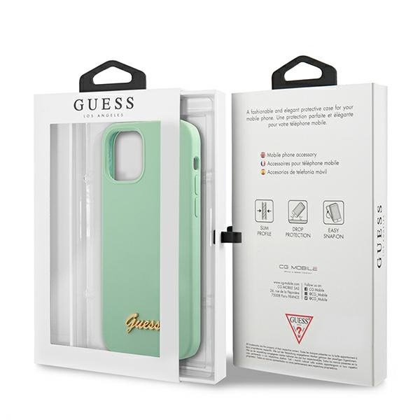 Etui GUESS Apple iPhone 12 Mini Metal Logo Script Zielony Hardcase
