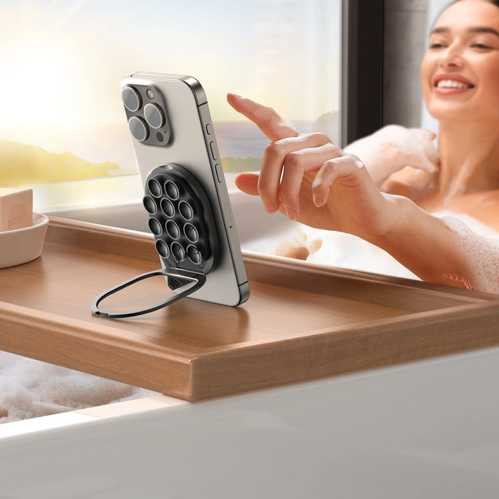 Uchwyt na smartfona z podstawką i przyssawkami Joyroom JR-ZS418 z MagSafe - czarny