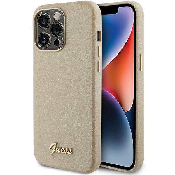 Etui Guess GUHCP15XPGMCSD iPhone 15 Pro Max 6.7" złoty/light gold hardcase Glitter Glossy Script