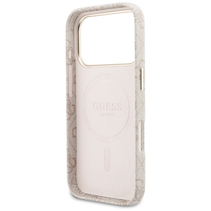Etui Guess 4G Script MagSafe do iPhone   17 Pro Max różowy
