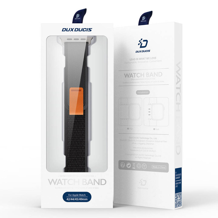 Sportowy pasek na rzepy do Apple Watch 8 / 7 / 6 / SE / 5 / 4 / 3 / 2 / 1 (38, 40, 41 mm) Dux Ducis Strap YJ Version - czarno-szary