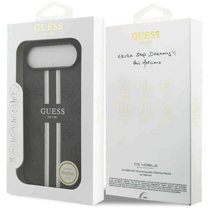 Etui Guess 4G Printed Stripes MagSafe do iPhone 17 Air czarny