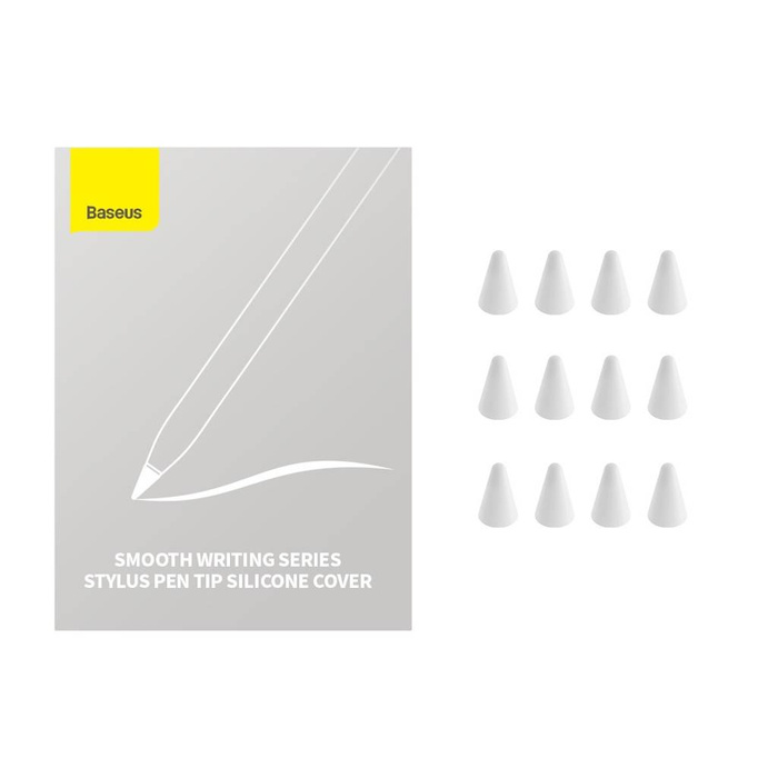Baseus wymienne silikonowe końcówki na rysik 12szt. białe (soft)
