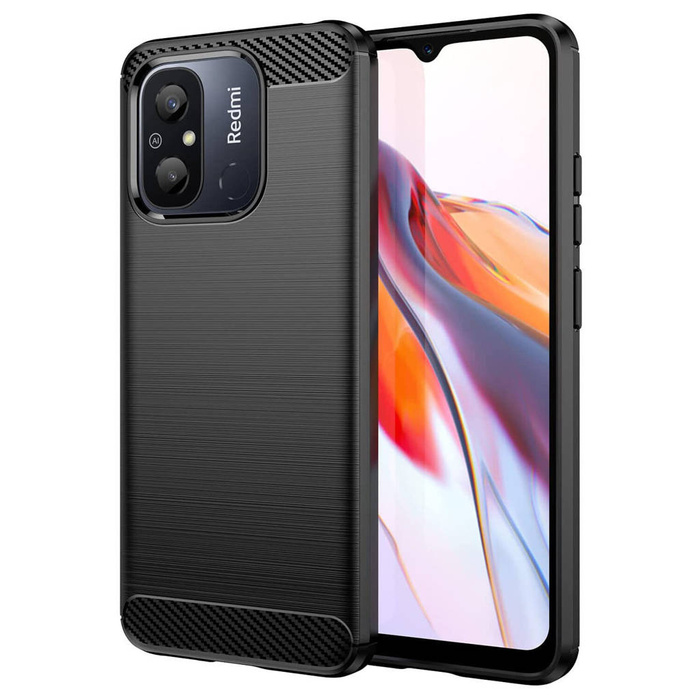 Etui Carbon Case etui do Xiaomi Redmi 11A / Poco C55 / Redmi 12C elastyczny silikonowy karbonowy pokrowiec czarne Case
