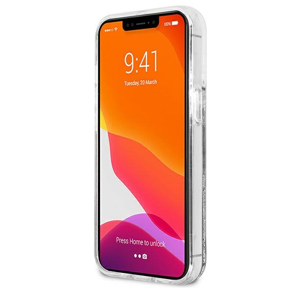 Etui KARL LAGERFELD Apple iPhone 13 Pro Max Liquid Glitter Choupette Fun Srebrny Hardcase