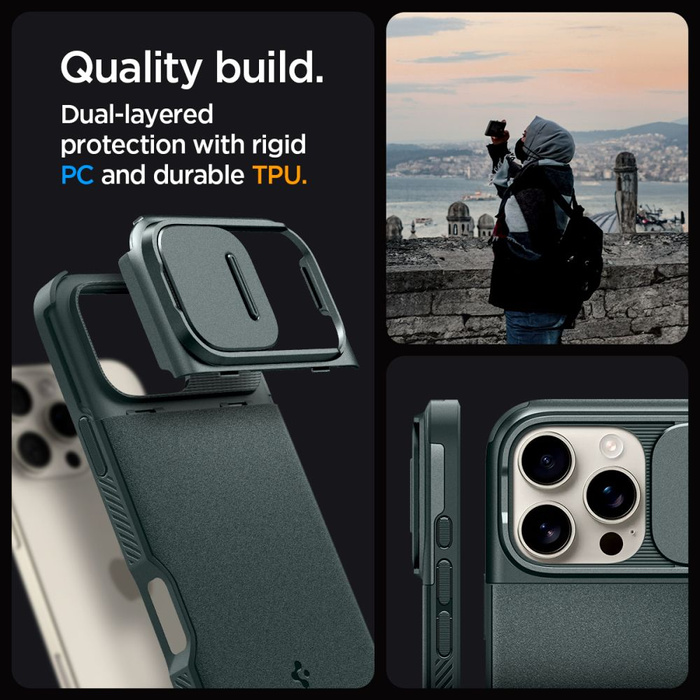 ETUI SPIGEN OPTIK ARMOR MAG MAGSAFE IPHONE 16 PRO MAX ABYSS GREEN