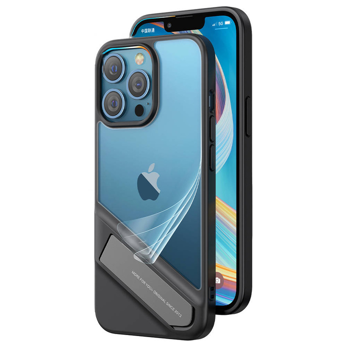Ugreen Fusion Kickstand Case sztywne etui z żelową ramką i podstawką do iPhone 13 czarny (90152)