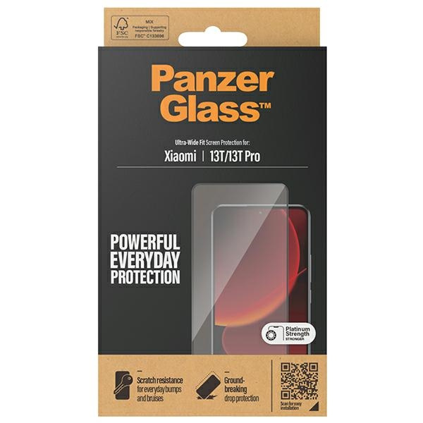 PanzerGlass Ultra-Wide Fit Xiaomi 13T / 13T Pro Screen Protection Antibacterial czarny/black 8069