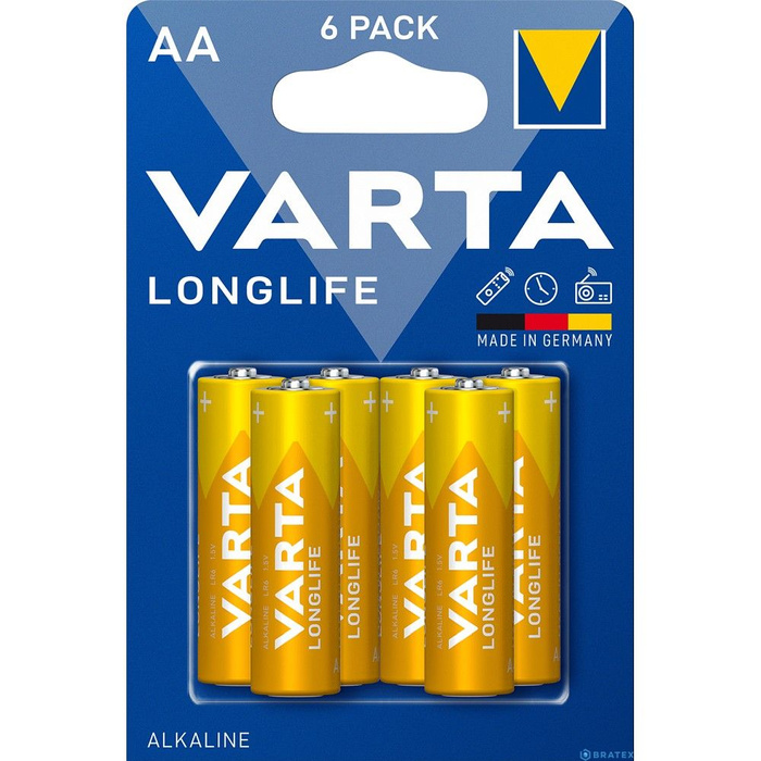 Alkaline Batteries Varta Longlife, AA / LR6, 1.5V, 6-Pack