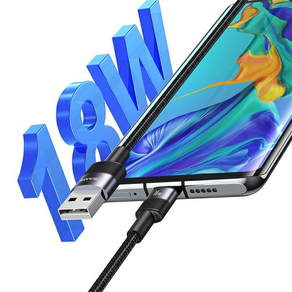 USAMS SET Kabel USB na USB-C 3A 1.2m Fast Charging stalowy/tarnish 30 szt. SJ718ZJ01 (US-SJ718)