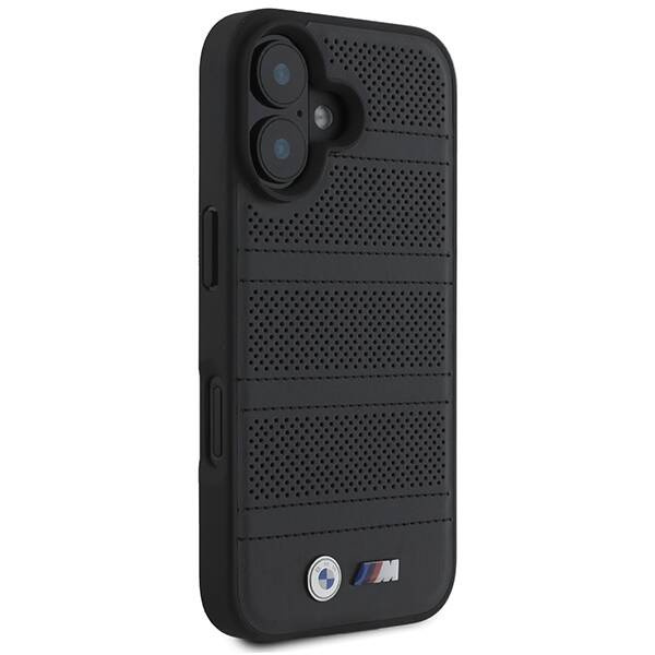 Etui BMW iPhone 16 6.1" czarny/black hardcase M Perforated And Stitched Line MagSafe