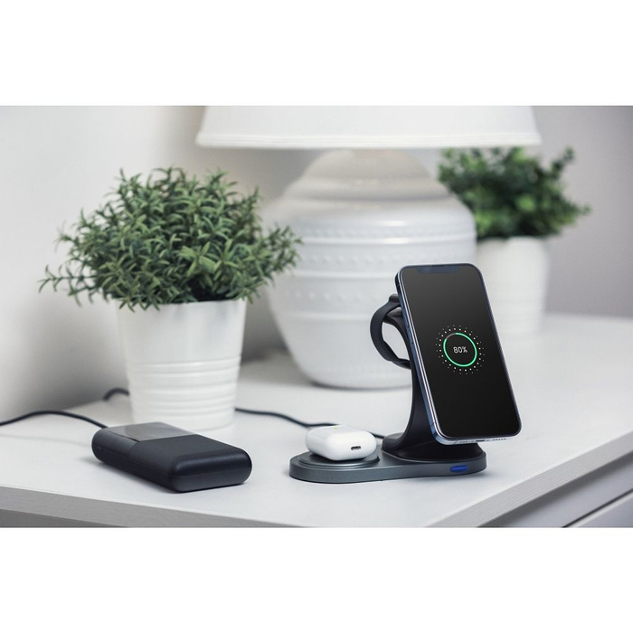 FORCELL F-ENERGY Sail Mag ładowarka indukcyjna 3w1 kompatybilna z MagSafe Qi 15W czarna