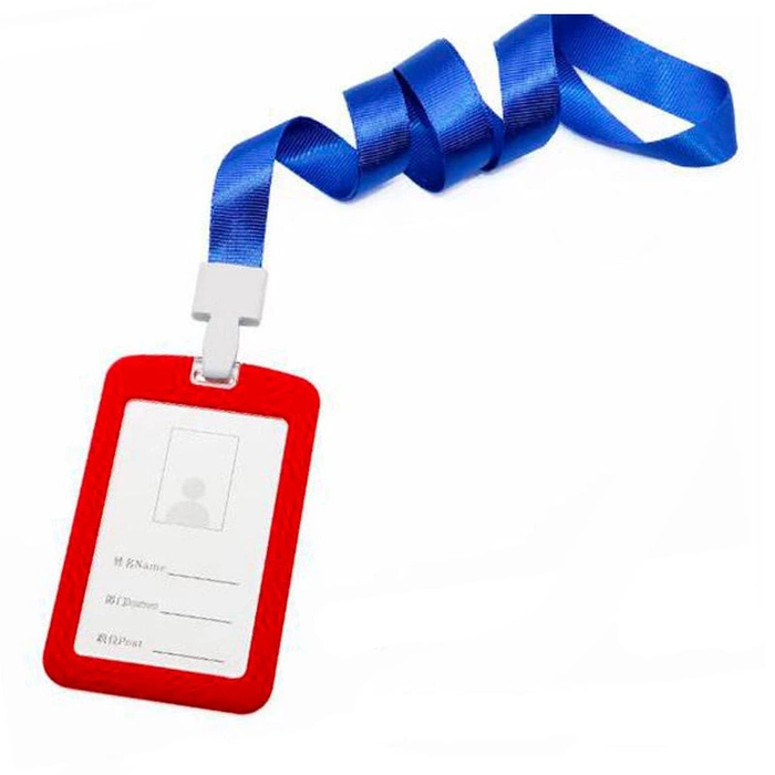 Uchwyt na identyfikator z smyczą - czerwony